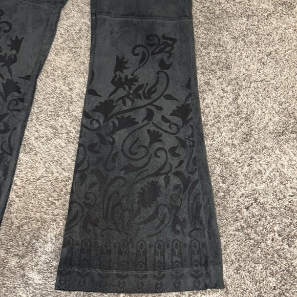 Soft Surroundings High Rise Floral Embossed Faux Suede Flare Pants - Picture 4 of 6